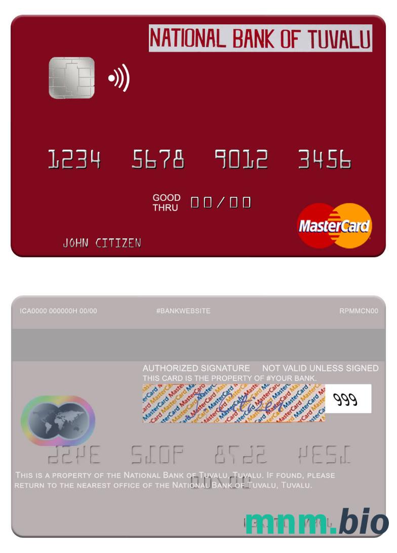 Tuvalu National Bank of Tuvalu przykład karty mastercard w formacie PSD